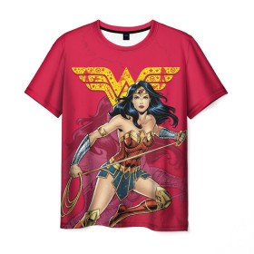 Мужская футболка 3D с принтом Wonder Woman в Санкт-Петербурге, 100% полиэфир | прямой крой, круглый вырез горловины, длина до линии бедер | Тематика изображения на принте: dc | dc comics | diana prince | shtatjl | wonder woman | вандер вуман | вондер вуман | диана принс | супер женщина | чудо женщина