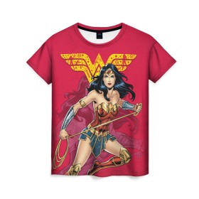 Женская футболка 3D с принтом Wonder Woman в Санкт-Петербурге, 100% полиэфир ( синтетическое хлопкоподобное полотно) | прямой крой, круглый вырез горловины, длина до линии бедер | dc | dc comics | diana prince | shtatjl | wonder woman | вандер вуман | вондер вуман | диана принс | супер женщина | чудо женщина