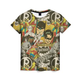 Женская футболка 3D с принтом DC Comics в Санкт-Петербурге, 100% полиэфир ( синтетическое хлопкоподобное полотно) | прямой крой, круглый вырез горловины, длина до линии бедер | batman | flash | shtatjl | superman | бетмен | бэтмен | супермен | супермэн | флеш | флэш