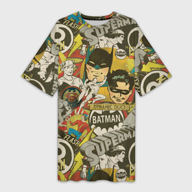 Платье-футболка 3D с принтом DC Comics в Санкт-Петербурге,  |  | batman | flash | shtatjl | superman | бетмен | бэтмен | супермен | супермэн | флеш | флэш