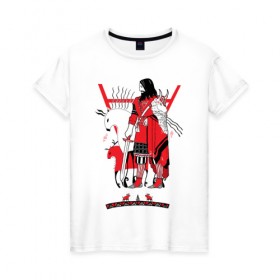 Женская футболка хлопок с принтом Велес славянский Бог Магии в Санкт-Петербурге, 100% хлопок | прямой крой, круглый вырез горловины, длина до линии бедер, слегка спущенное плечо | 