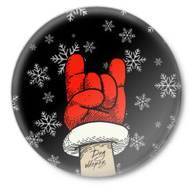 Значок с принтом Рок Дед Мороз в Санкт-Петербурге,  металл | круглая форма, металлическая застежка в виде булавки | happy new year | santa | дед мороз | каникулы | мороз | новогодний свитер | новый год | оливье | праздник | рождество | санта клаус | свитер новогодний | снег | снегурочка | снежинки