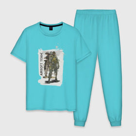 Мужская пижама хлопок с принтом Airsoft team в Санкт-Петербурге, 100% хлопок | брюки и футболка прямого кроя, без карманов, на брюках мягкая резинка на поясе и по низу штанин
 | airsoft | оружие | снаряжение | страйкбол