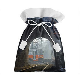 Подарочный 3D мешок с принтом Трамвай в Санкт-Петербурге, 100% полиэстер | Размер: 29*39 см | Тематика изображения на принте: rails | railway | tram | trees | tunnel | деревья | железная дорога | рельсы | тоннель | трамвай