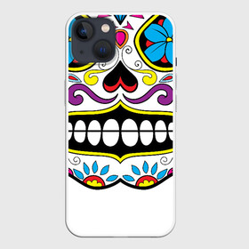 Чехол для iPhone 13 с принтом Skull   сахарный череп в Санкт-Петербурге,  |  | calavera | day of the dead | dia de los muertos | halloween | skull | sugar skull | готика | день мертвых | колдовство | мексиканский череп | мистика | подарок | сахарный череп | цветы | череп