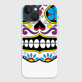 Чехол для iPhone 13 mini с принтом Skull   сахарный череп в Санкт-Петербурге,  |  | calavera | day of the dead | dia de los muertos | halloween | skull | sugar skull | готика | день мертвых | колдовство | мексиканский череп | мистика | подарок | сахарный череп | цветы | череп