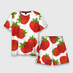 Мужской костюм с шортами 3D с принтом Клубника в Санкт-Петербурге,  |  | Тематика изображения на принте: белый | варение | весна | витамин | жара | клубника | клубничка | коктель | красная | лето | микс | польза | помидор | сок | фон | фрукты | ягоды