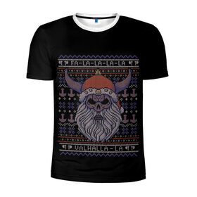 Мужская футболка 3D спортивная с принтом Vikings Xmas Sweater в Санкт-Петербурге, 100% полиэстер с улучшенными характеристиками | приталенный силуэт, круглая горловина, широкие плечи, сужается к линии бедра | christmas | king | new | ragnar | skandinavia | snow | snowflakes | valhalla | vikings | xmas | year | вальхалла | викинги | год | король | новый | рагнар | рождество | скандинавия | снег