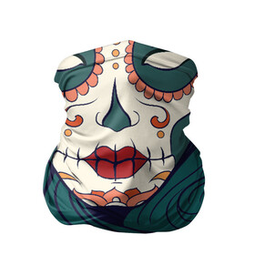 Бандана-труба 3D с принтом Мексиканский сахарный череп в Санкт-Петербурге, 100% полиэстер, ткань с особыми свойствами — Activecool | плотность 150‒180 г/м2; хорошо тянется, но сохраняет форму | day of the dead | dia de los muertos | gothic | halloween | skull | sugar skull | готика | день мертвых | женский череп | мексиканский череп | мистика | подарок | сахарный череп | хэллоуин