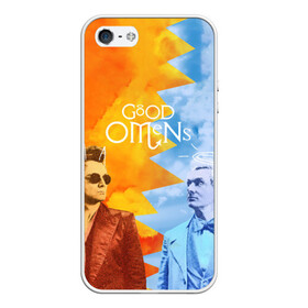 Чехол для iPhone 5/5S матовый с принтом Good Omens в Санкт-Петербурге, Силикон | Область печати: задняя сторона чехла, без боковых панелей | Тематика изображения на принте: aziraphale | crowley | david | demon | good | omens | pratchett | tennant | terry | азирафаэль | ангел | благие | демон | дэвид | знамения | кроули | майкл шин | пратчетт | теннант | терри