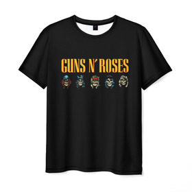 Мужская футболка 3D с принтом Guns n roses в Санкт-Петербурге, 100% полиэфир | прямой крой, круглый вырез горловины, длина до линии бедер | axl rose | geffen records | gnr | guns | rock | roses | slash | гансы | пистолеты | розы | рок | слеш | эксл роуз