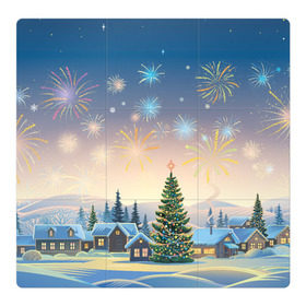 Магнитный плакат 3Х3 с принтом Рождественская ночь в Санкт-Петербурге, Полимерный материал с магнитным слоем | 9 деталей размером 9*9 см | 2020 | елка | елки | елочные игрушки | зима | зимняя | игрушки | мороз | новогодняя | новый год | новый год 2020 | рождество | рябина | снег | холод