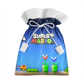 Подарочный 3D мешок с принтом Super Mario в Санкт-Петербурге, 100% полиэстер | Размер: 29*39 см | concept art | enemies | first level | fungus | game art | kirbys adventure | luigi’s mansion | mario | mario bros | minimalism | pixels | super mario | super mario 2 | марио