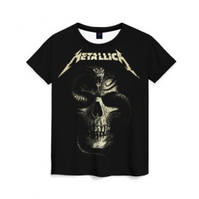 Женская футболка 3D с принтом Metallica в Санкт-Петербурге, 100% полиэфир ( синтетическое хлопкоподобное полотно) | прямой крой, круглый вырез горловины, длина до линии бедер | heavy metal | metal | metallica | гитара | группы | метал | металлика | музыка | рок | трэш метал | хєви метал