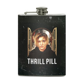 Фляга с принтом THRILL PILL - Грустная Песня в Санкт-Петербурге, металлический корпус | емкость 0,22 л, размер 125 х 94 мм. Виниловая наклейка запечатывается полностью | Тематика изображения на принте: fuelle | logo | music | noir | pil | pill | rap | raper | symbol | thril | thrill | tril | trill | дамб | лого | музыка | пил | пилл | рэп | рэппер | сам | символ | трил | трилл | тхрил | тхрилл | фотографии | щит