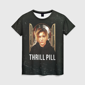 Женская футболка 3D с принтом THRILL PILL - Грустная Песня в Санкт-Петербурге, 100% полиэфир ( синтетическое хлопкоподобное полотно) | прямой крой, круглый вырез горловины, длина до линии бедер | fuelle | logo | music | noir | pil | pill | rap | raper | symbol | thril | thrill | tril | trill | дамб | лого | музыка | пил | пилл | рэп | рэппер | сам | символ | трил | трилл | тхрил | тхрилл | фотографии | щит