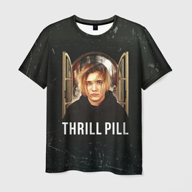 Мужская футболка 3D с принтом THRILL PILL - Грустная Песня в Санкт-Петербурге, 100% полиэфир | прямой крой, круглый вырез горловины, длина до линии бедер | Тематика изображения на принте: fuelle | logo | music | noir | pil | pill | rap | raper | symbol | thril | thrill | tril | trill | дамб | лого | музыка | пил | пилл | рэп | рэппер | сам | символ | трил | трилл | тхрил | тхрилл | фотографии | щит