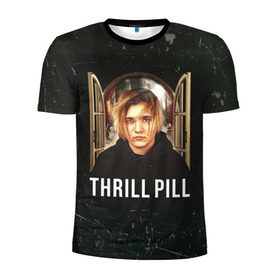 Мужская футболка 3D спортивная с принтом THRILL PILL - Грустная Песня в Санкт-Петербурге, 100% полиэстер с улучшенными характеристиками | приталенный силуэт, круглая горловина, широкие плечи, сужается к линии бедра | fuelle | logo | music | noir | pil | pill | rap | raper | symbol | thril | thrill | tril | trill | дамб | лого | музыка | пил | пилл | рэп | рэппер | сам | символ | трил | трилл | тхрил | тхрилл | фотографии | щит