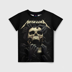 Детская футболка 3D с принтом Metallica в Санкт-Петербурге, 100% гипоаллергенный полиэфир | прямой крой, круглый вырез горловины, длина до линии бедер, чуть спущенное плечо, ткань немного тянется | heavy metal | metal | metallica | гитара | группы | метал | металлика | музыка | рок | трэш метал | хєви метал