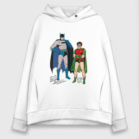 Женское худи Oversize хлопок с принтом Batman and Robin в Санкт-Петербурге, френч-терри — 70% хлопок, 30% полиэстер. Мягкий теплый начес внутри —100% хлопок | боковые карманы, эластичные манжеты и нижняя кромка, капюшон на магнитной кнопке | arkham asylum | batman | batman and joker | batman and robin | detective batman | detective comics | shtatbat