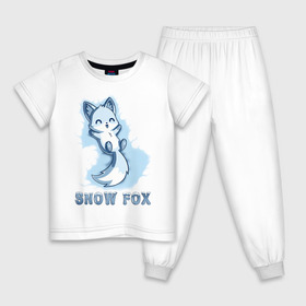 Детская пижама хлопок с принтом Snow fox в Санкт-Петербурге, 100% хлопок |  брюки и футболка прямого кроя, без карманов, на брюках мягкая резинка на поясе и по низу штанин
 | Тематика изображения на принте: fox | snow | лис | лиса | лисёнок | лисичка | снег