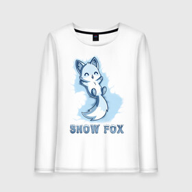 Женский лонгслив хлопок с принтом Snow fox в Санкт-Петербурге, 100% хлопок |  | fox | snow | лис | лиса | лисёнок | лисичка | снег