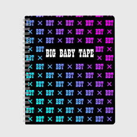 Тетрадь с принтом BIG BABY TAPE в Санкт-Петербурге, 100% бумага | 48 листов, плотность листов — 60 г/м2, плотность картонной обложки — 250 г/м2. Листы скреплены сбоку удобной пружинной спиралью. Уголки страниц и обложки скругленные. Цвет линий — светло-серый
 | baby | bbt | big | dragonborn | dragons | gimme | logo | lost | luv | rap | raper | symbol | tape | the | trap | взял | дракон | драконы | лого | русский | рэп | рэппер | символ | твою