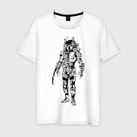 Мужская футболка хлопок с принтом Predator в Санкт-Петербурге, 100% хлопок | прямой крой, круглый вырез горловины, длина до линии бедер, слегка спущенное плечо. | alien | predator | хищник | чужой