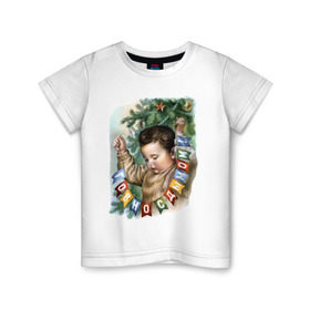 Детская футболка хлопок с принтом Говно с дымом в Санкт-Петербурге, 100% хлопок | круглый вырез горловины, полуприлегающий силуэт, длина до линии бедер | буквы | гирлянда | дым | ёлка | мальчик | новый год | флажки
