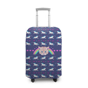 Чехол для чемодана 3D с принтом Свитер с котенком в Санкт-Петербурге, 86% полиэфир, 14% спандекс | двустороннее нанесение принта, прорези для ручек и колес | butterflu | cat | christmas | kitten | new | snow | snowflakes | sweater | unicorn | xmas | year | бабочка | год | единорог | кот | котенок | новый | рождество | свитер