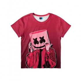 Детская футболка 3D с принтом Marshmello Rock в Санкт-Петербурге, 100% гипоаллергенный полиэфир | прямой крой, круглый вырез горловины, длина до линии бедер, чуть спущенное плечо, ткань немного тянется | dj | fortnitemarshmello | marshmello | music | rock | диджей | зефир | знаменитость | маршмэллоу | музыка | музыкант