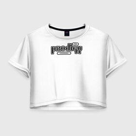 Женская футболка Cropp-top с принтом The Prodigy в Санкт-Петербурге, 100% полиэстер | круглая горловина, длина футболки до линии талии, рукава с отворотами | 