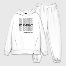 Мужской костюм хлопок OVERSIZE с принтом OK BOOMER (BLACK) в Санкт-Петербурге,  |  | Тематика изображения на принте: boomer | boomers | generation | internet | meme | ok | ok boomer | young | бумеры | зумеры | интернет | мем | молодежь | ок | ок бумер | окей бумер | поколение