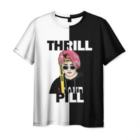 Мужская футболка 3D с принтом Thrill pill в Санкт-Петербурге, 100% полиэфир | прямой крой, круглый вырез горловины, длина до линии бедер | Тематика изображения на принте: pill | thrill | thrill pill | пилл | тимур самедов | трилл | трилл пилл