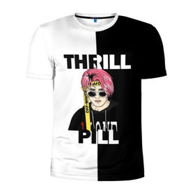 Мужская футболка 3D спортивная с принтом Thrill pill в Санкт-Петербурге, 100% полиэстер с улучшенными характеристиками | приталенный силуэт, круглая горловина, широкие плечи, сужается к линии бедра | Тематика изображения на принте: pill | thrill | thrill pill | пилл | тимур самедов | трилл | трилл пилл