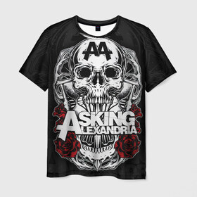 Мужская футболка 3D с принтом Asking Alexandria в Санкт-Петербурге, 100% полиэфир | прямой крой, круглый вырез горловины, длина до линии бедер | asking alexandria | аскинг александриа | группы | метал | музыка | рок | хэви метал | электроникор