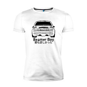 Мужская футболка премиум с принтом Beamer boy в Санкт-Петербурге, 92% хлопок, 8% лайкра | приталенный силуэт, круглый вырез ворота, длина до линии бедра, короткий рукав | Тематика изображения на принте: beamer | beamer boy | bmw | lil | lil peep | peep | rap