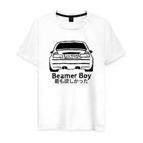 Мужская футболка хлопок с принтом Beamer boy в Санкт-Петербурге, 100% хлопок | прямой крой, круглый вырез горловины, длина до линии бедер, слегка спущенное плечо. | Тематика изображения на принте: beamer | beamer boy | bmw | lil | lil peep | peep | rap