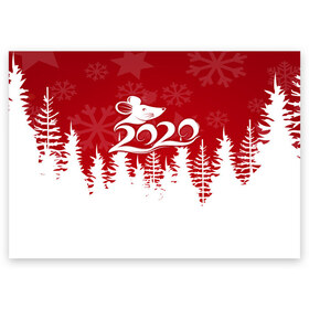 Поздравительная открытка с принтом Символ года 2020 в Санкт-Петербурге, 100% бумага | плотность бумаги 280 г/м2, матовая, на обратной стороне линовка и место для марки
 | christmas | claus | jingle | merry | santa | дед мороз | елка | игрушки | клаус | колокольчики | крыса | куранты | мишура | олени | праздник | рождество | салют | санта | снеговик | снежинки