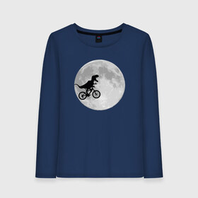 Женский лонгслив хлопок с принтом T-rex Riding a Bike в Санкт-Петербурге, 100% хлопок |  | moon | велосипед | дино | динозавр | кино | космос | луна | парк юрского периода | планета | тень | тирекс | фильм | юрский период