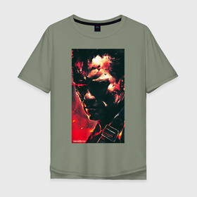 Мужская футболка хлопок Oversize с принтом Terminator в Санкт-Петербурге, 100% хлопок | свободный крой, круглый ворот, “спинка” длиннее передней части | arnold schwarzenegger | movie | terminator | железный арни | кино | терминатор
