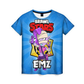 Женская футболка 3D с принтом BRAWL STARS EMZ в Санкт-Петербурге, 100% полиэфир ( синтетическое хлопкоподобное полотно) | прямой крой, круглый вырез горловины, длина до линии бедер | brawl stars | brawl stars emz | brawler | emz | бравл старз | бравлер | эмз