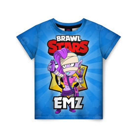 Детская футболка 3D с принтом BRAWL STARS EMZ в Санкт-Петербурге, 100% гипоаллергенный полиэфир | прямой крой, круглый вырез горловины, длина до линии бедер, чуть спущенное плечо, ткань немного тянется | brawl stars | brawl stars emz | brawler | emz | бравл старз | бравлер | эмз