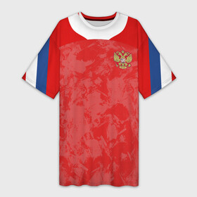 Платье-футболка 3D с принтом Russia home EURO 2020 в Санкт-Петербурге,  |  | championship | cup | dzyuba | russia | tdrfifa19 | world | артем | дзюба | европы | мира | мундиаль | россия | чемпионат