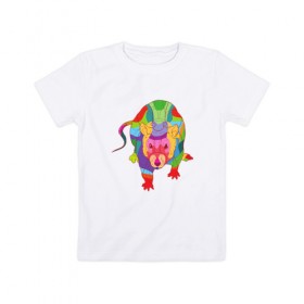 Детская футболка хлопок с принтом Color Rat в Санкт-Петербурге, 100% хлопок | круглый вырез горловины, полуприлегающий силуэт, длина до линии бедер | Тематика изображения на принте: 