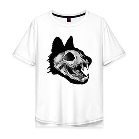 Мужская футболка хлопок Oversize с принтом Череп кота в Санкт-Петербурге, 100% хлопок | свободный крой, круглый ворот, “спинка” длиннее передней части | Тематика изображения на принте: skull | skull cat | кот | котики | череп | череп кота | черепа | черепа животных | черепушки