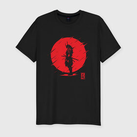 Мужская футболка премиум с принтом Самурайский Дух в Санкт-Петербурге, 92% хлопок, 8% лайкра | приталенный силуэт, круглый вырез ворота, длина до линии бедра, короткий рукав | samurai | samurai spirit | самурай | самурайский дух | япония