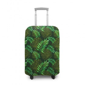 Чехол для чемодана 3D с принтом Зеленые тропики в Санкт-Петербурге, 86% полиэфир, 14% спандекс | двустороннее нанесение принта, прорези для ручек и колес | гавайи | листья | листья пальм | пальмы | тропики