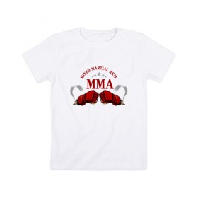Детская футболка хлопок с принтом MMA в Санкт-Петербурге, 100% хлопок | круглый вырез горловины, полуприлегающий силуэт, длина до линии бедер | mma | бокс | единоборства | смешанные | спорт