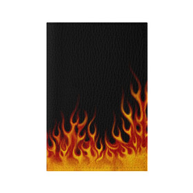 Обложка для паспорта матовая кожа с принтом Пламя Old School в Санкт-Петербурге, натуральная матовая кожа | размер 19,3 х 13,7 см; прозрачные пластиковые крепления | burn | fire | костер | нарисованный | огня | огонь | олдскул | пламени | пламя | пожар | пылает | рисованный огонь | языки